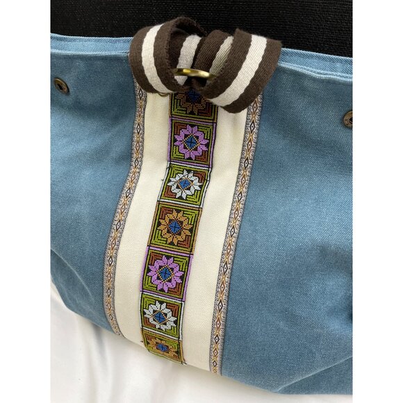 Women's Blue Denim Canvas Backpack SKU 3748 - Picture 2 of 11